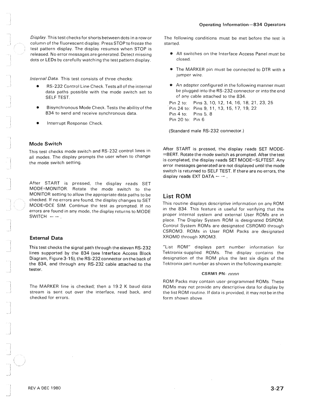 Tektronix 834 manual 