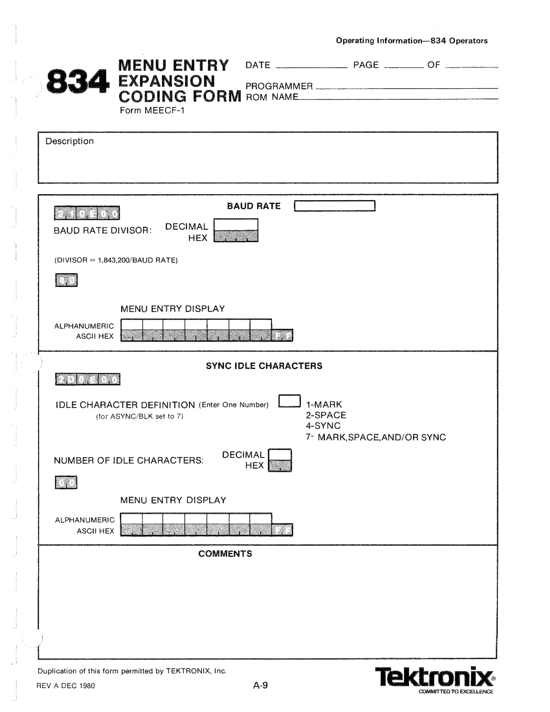 Tektronix 834 manual 