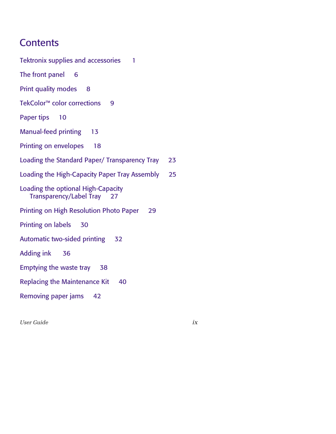 Tektronix 850 manual Contents 