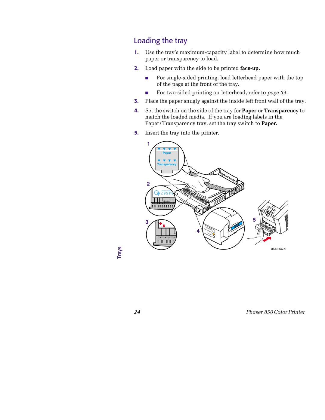 Tektronix 850 manual Loading the tray 