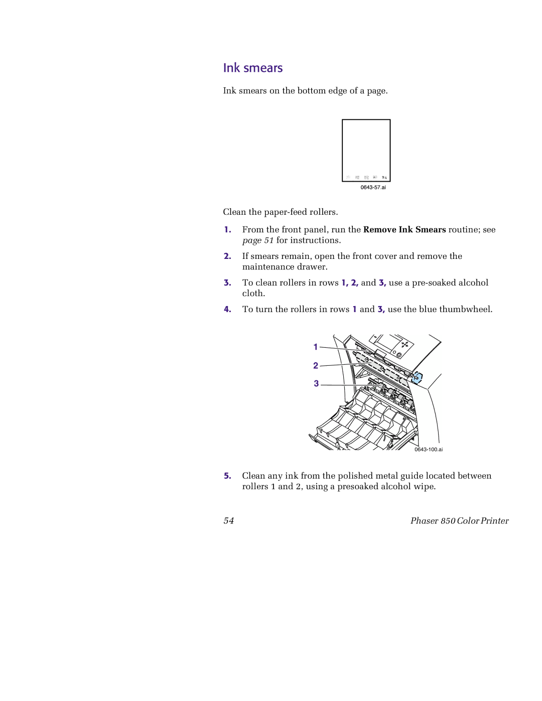 Tektronix 850 manual 0643-57.ai, Ink smears 