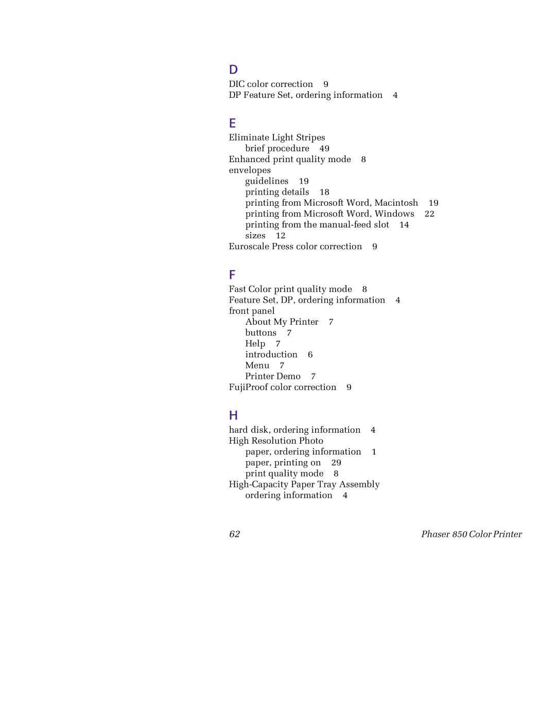 Tektronix manual Phaser 850 Color Printer 