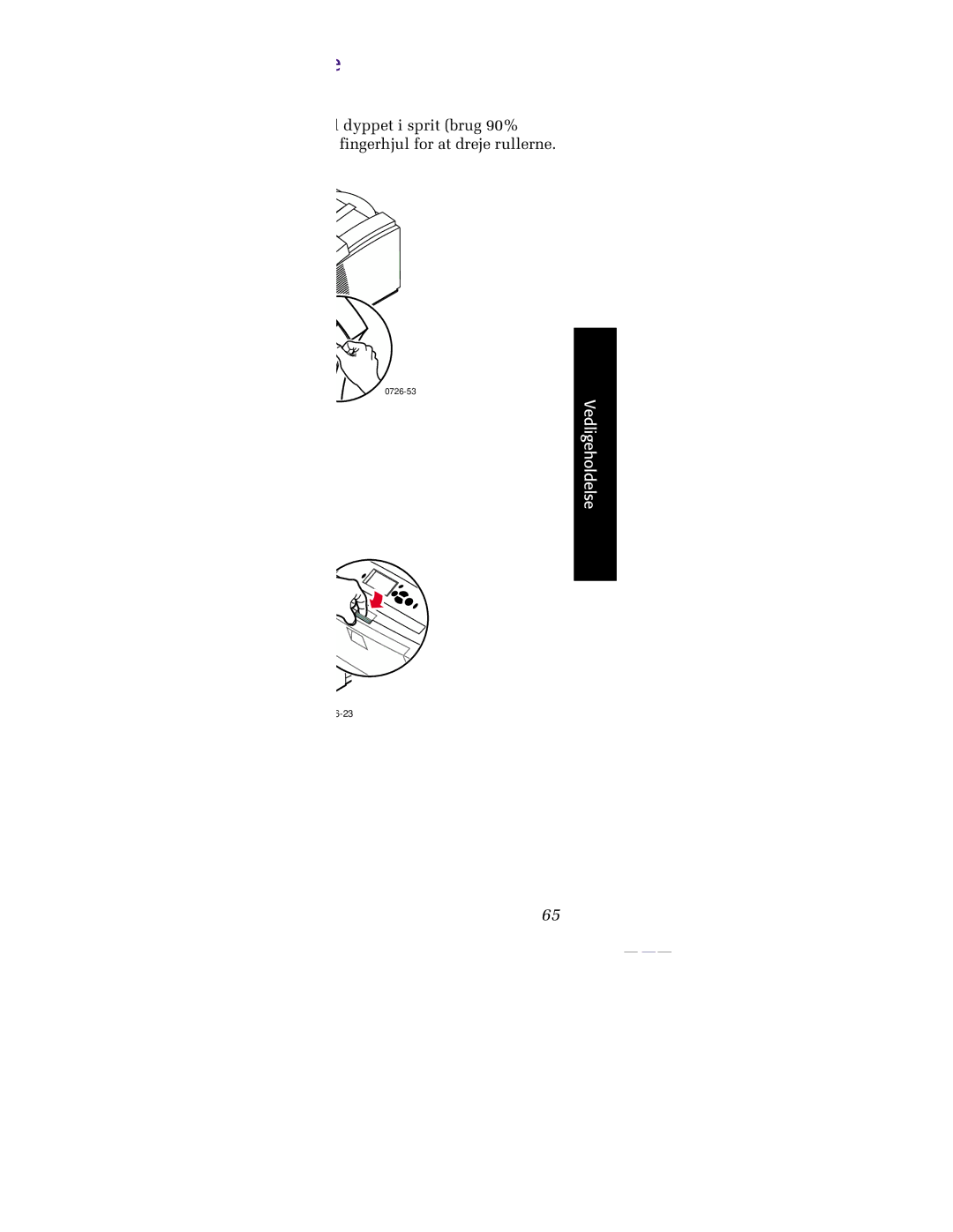 Tektronix 860 manual Rengøring af udgangsrullerne, Rengøring af papirfødevalser 