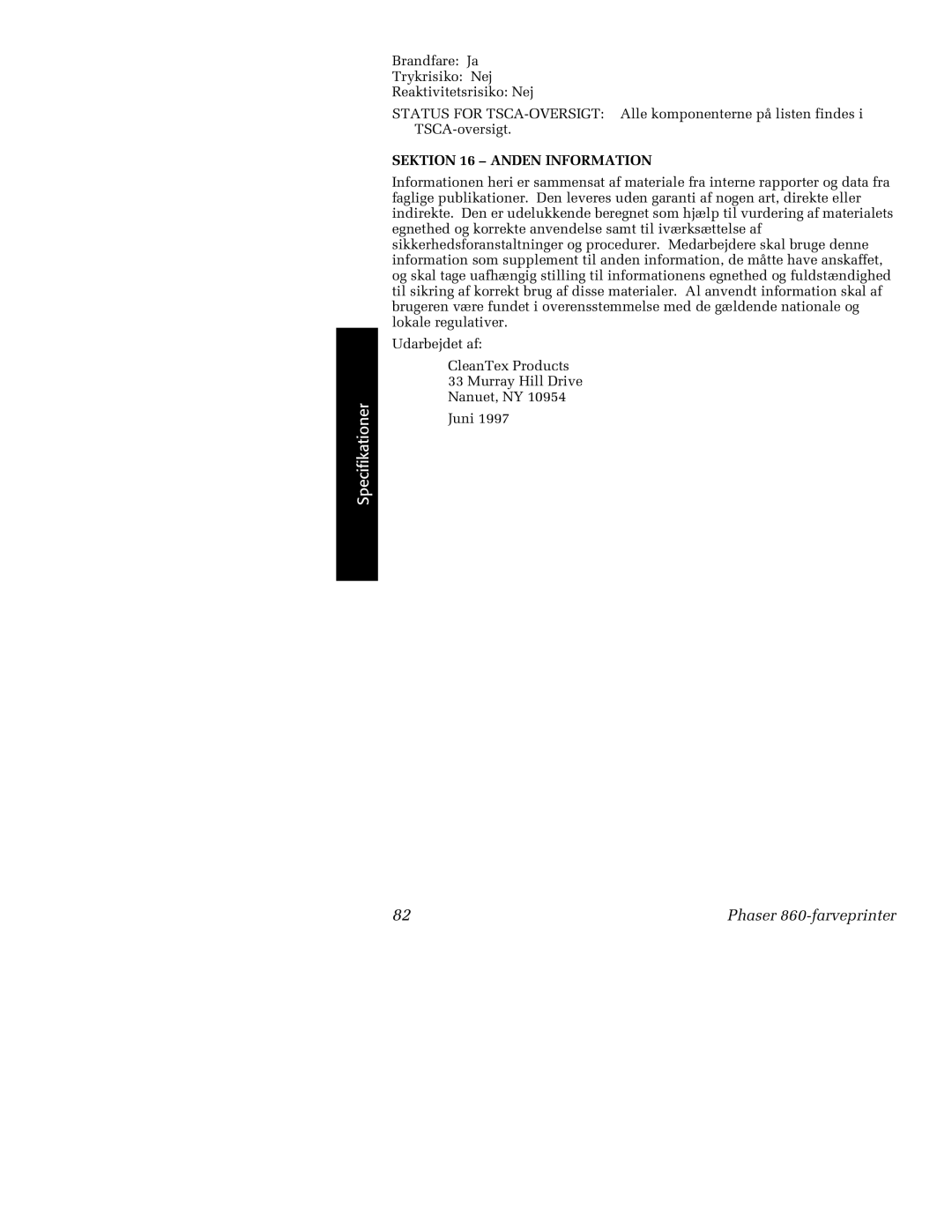 Tektronix 860 manual Sektion 16 Anden Information 