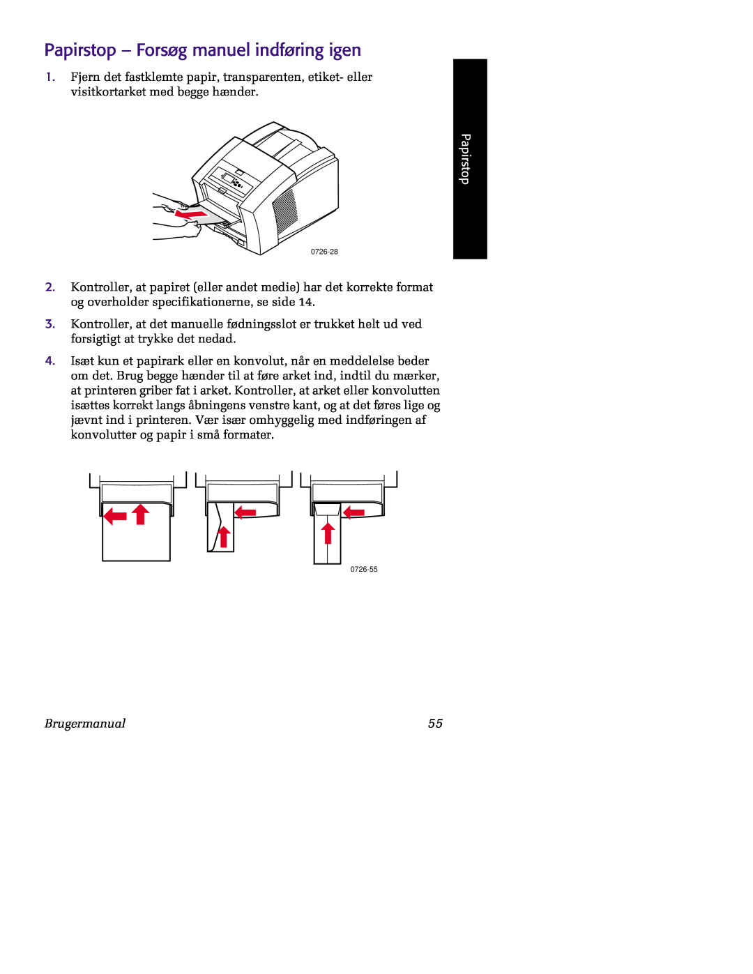 Tektronix 860 Papirstop - Forsøg manuel indføring igen, Brugermanual 