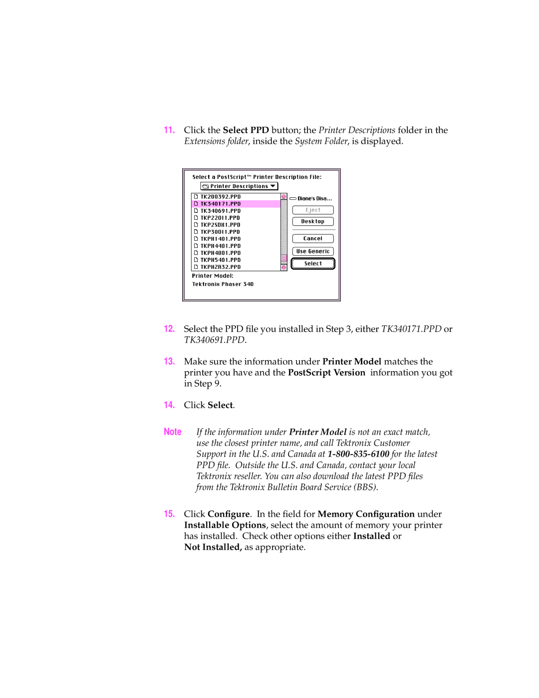 Tektronix 8.x manual Not Installed, as appropriate 