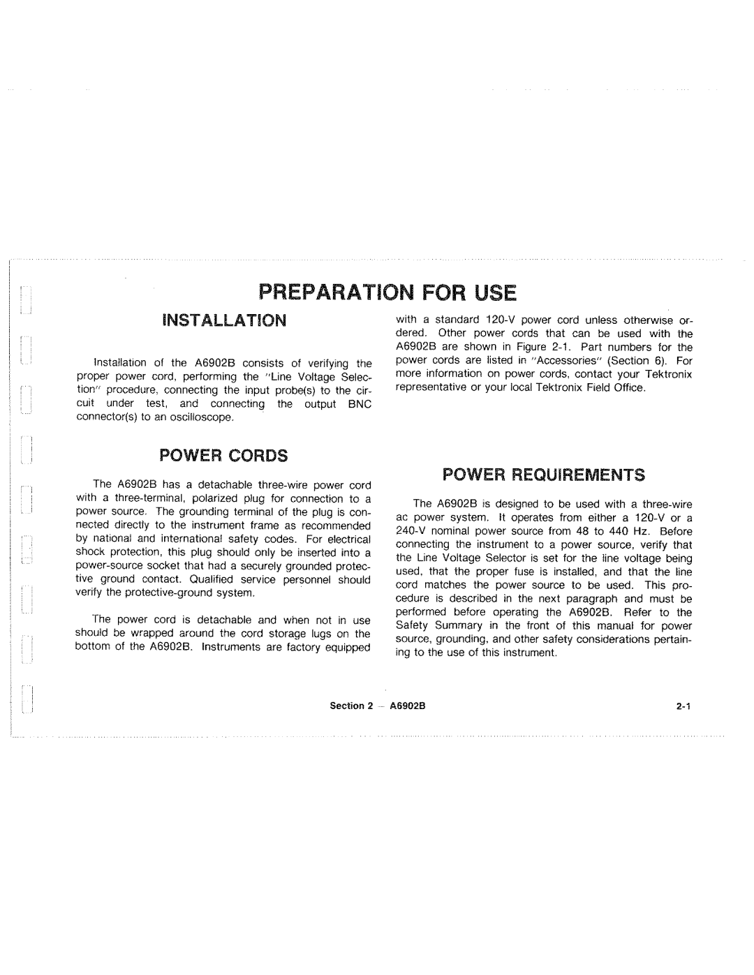 Tektronix A6902B manual 