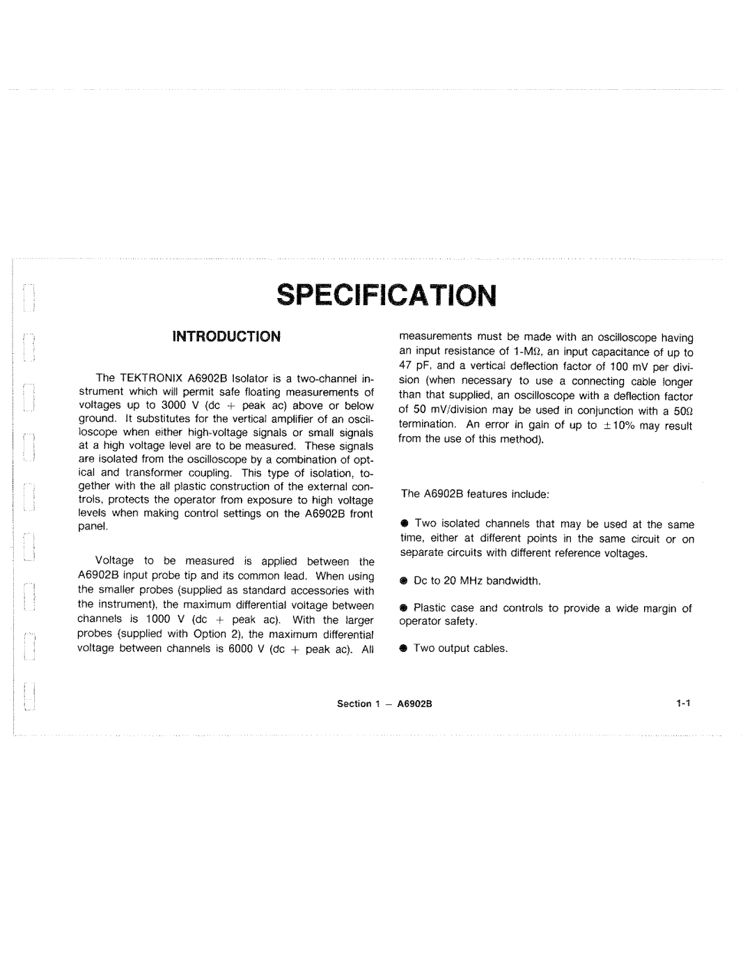 Tektronix A6902B manual 