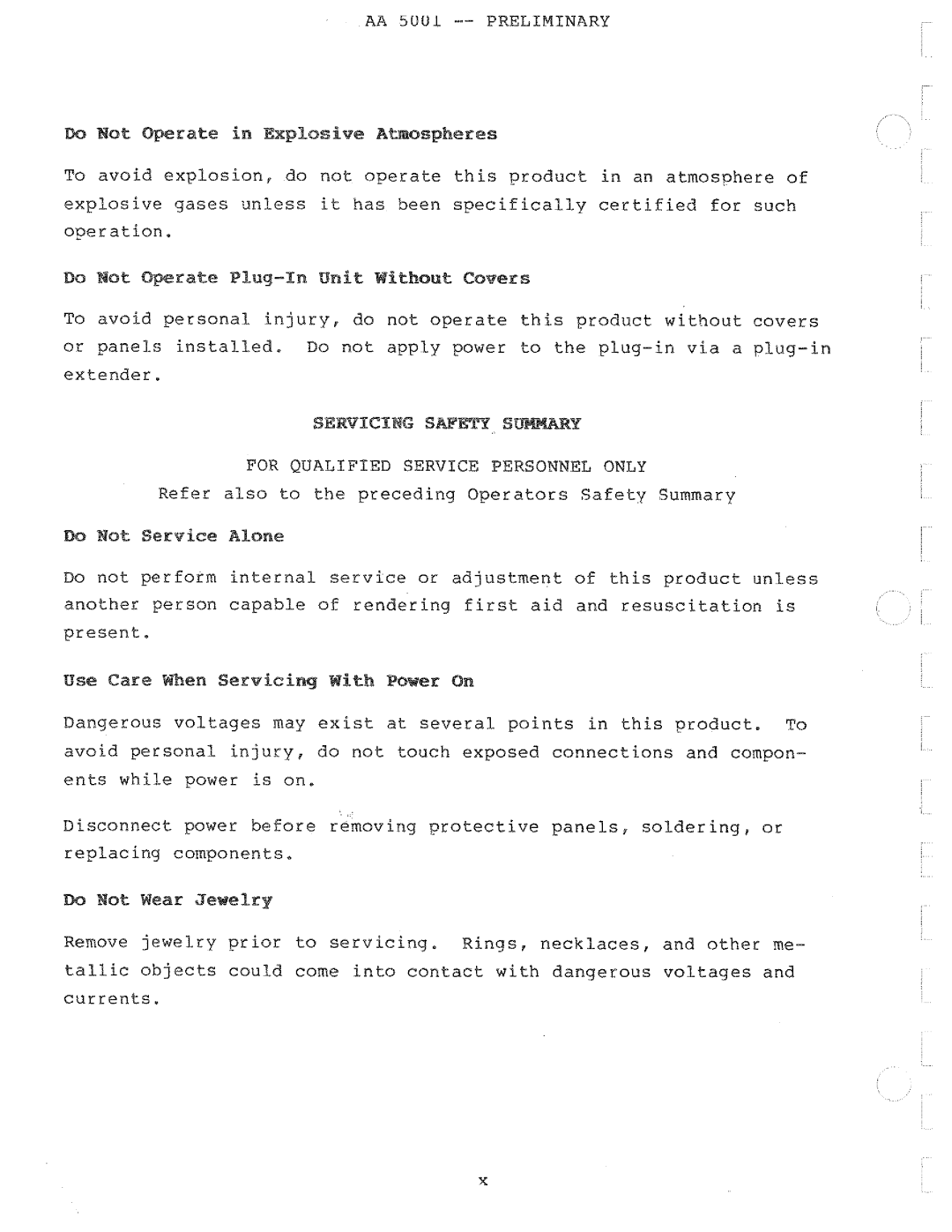 Tektronix AA 5001 manual 