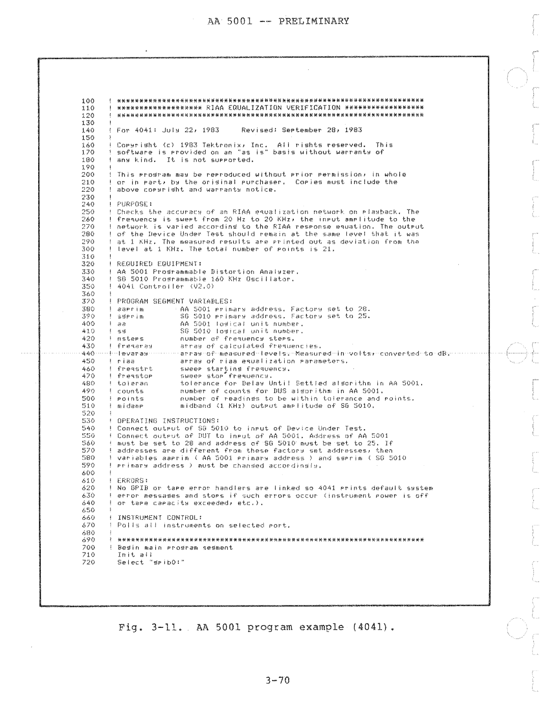 Tektronix AA 5001 manual 