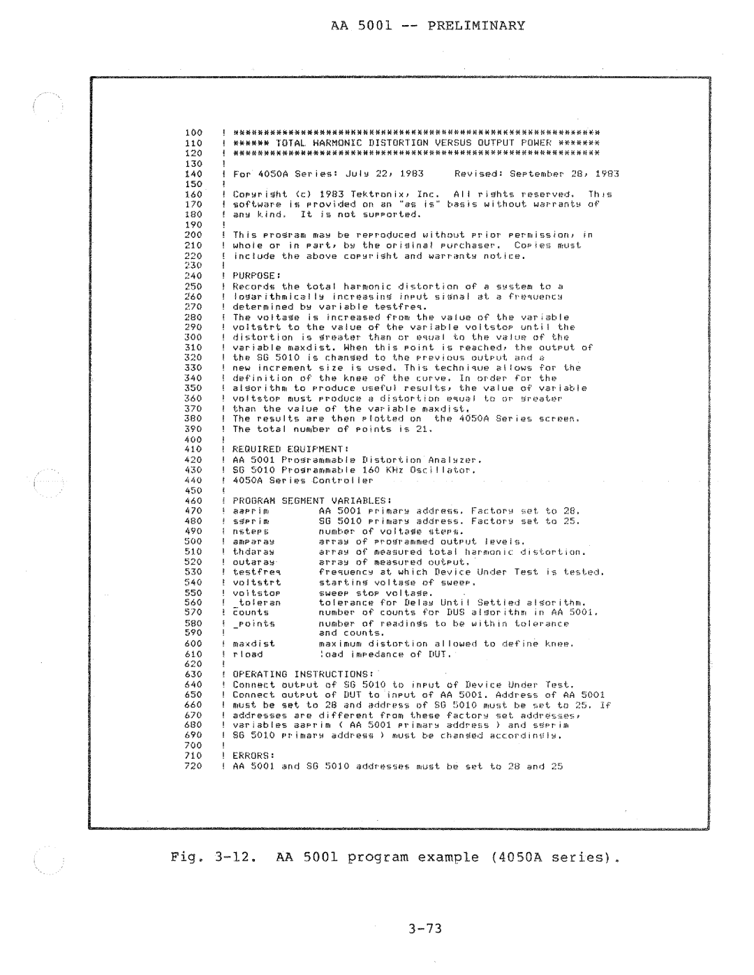 Tektronix AA 5001 manual 