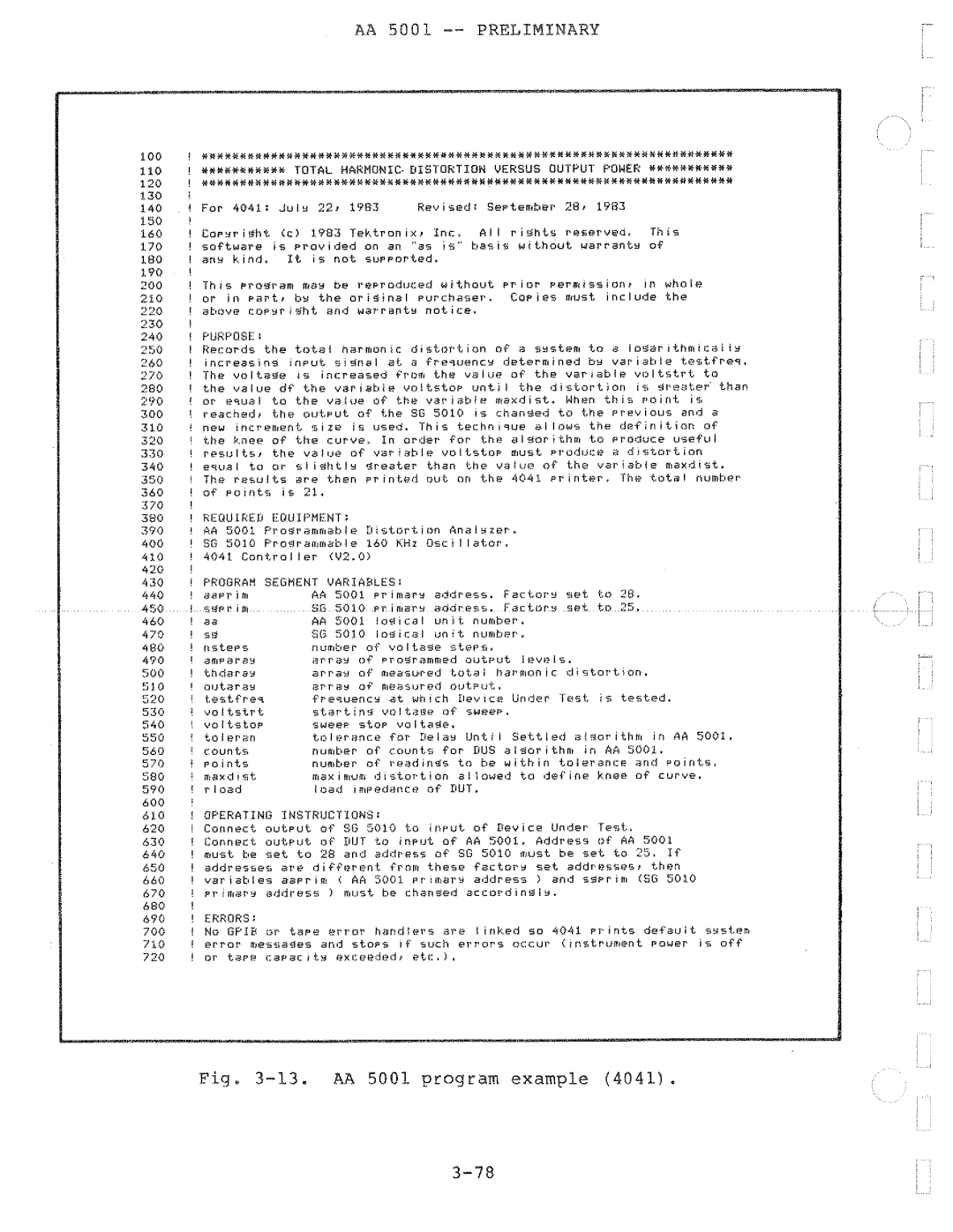 Tektronix AA 5001 manual 