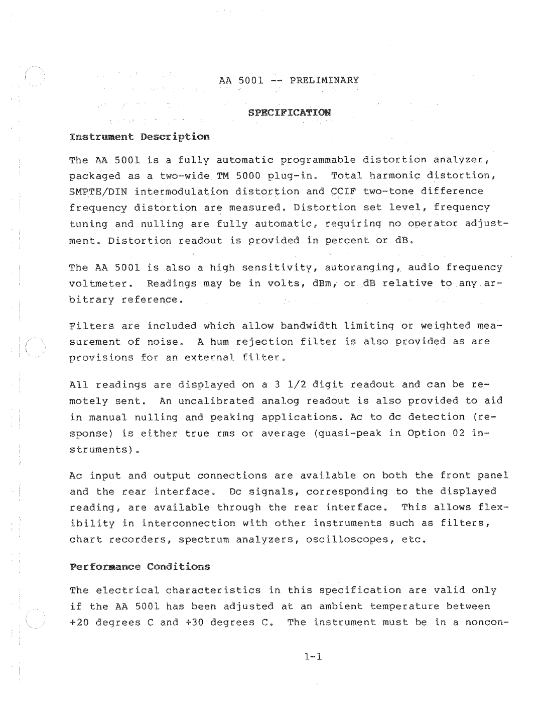 Tektronix AA 5001 manual 