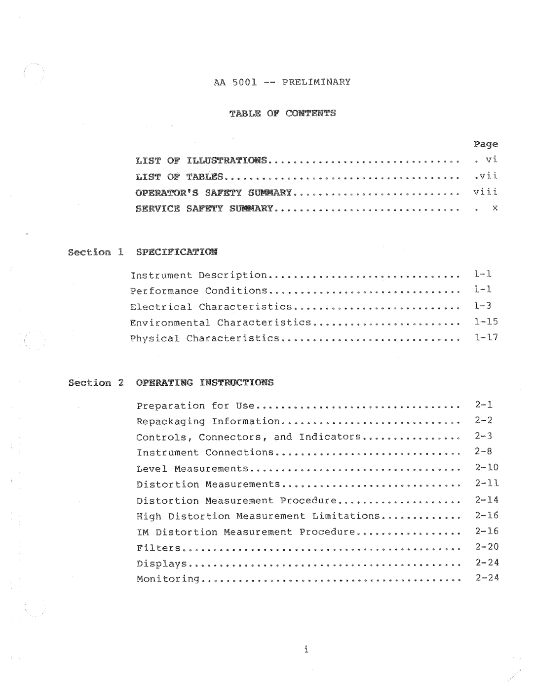 Tektronix AA 5001 manual 