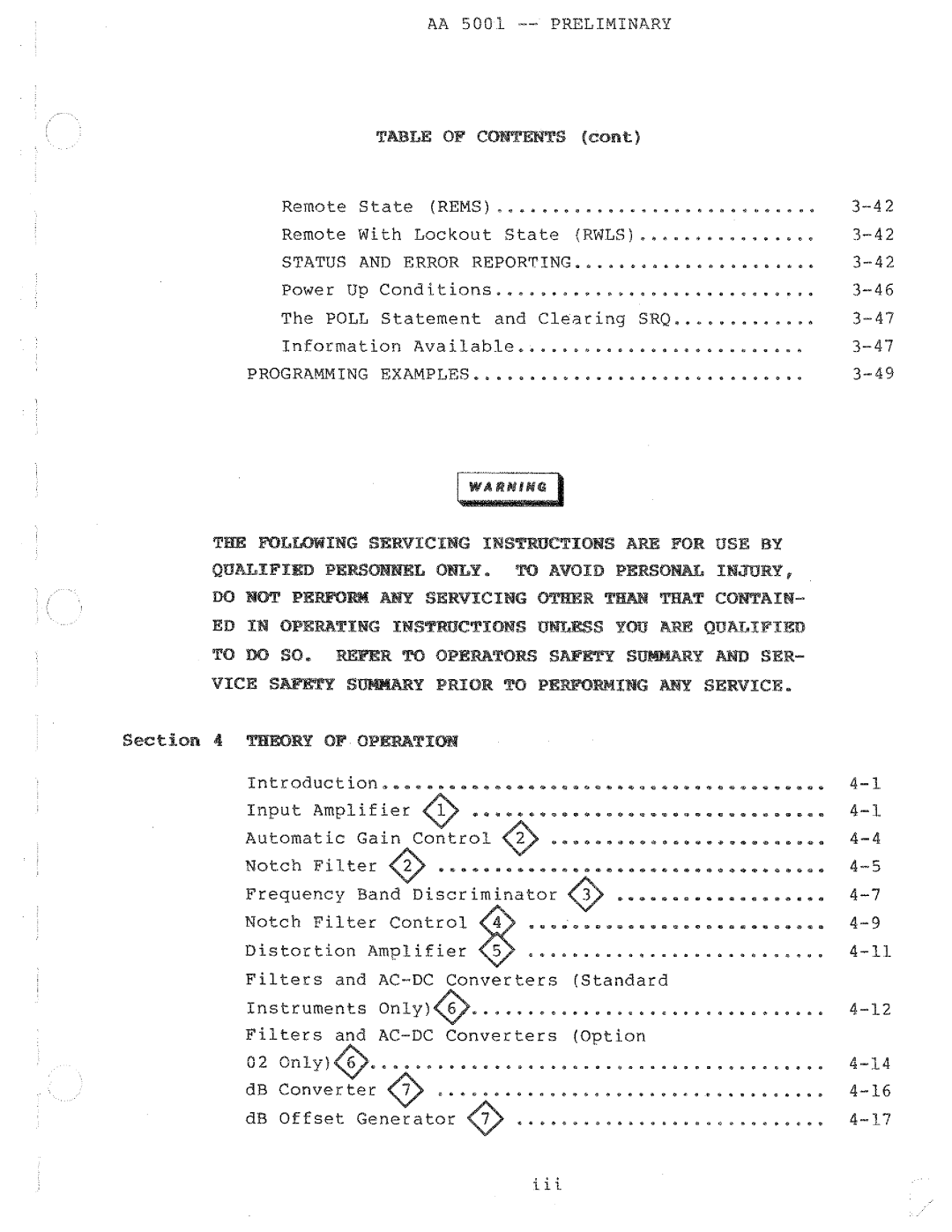 Tektronix AA 5001 manual 