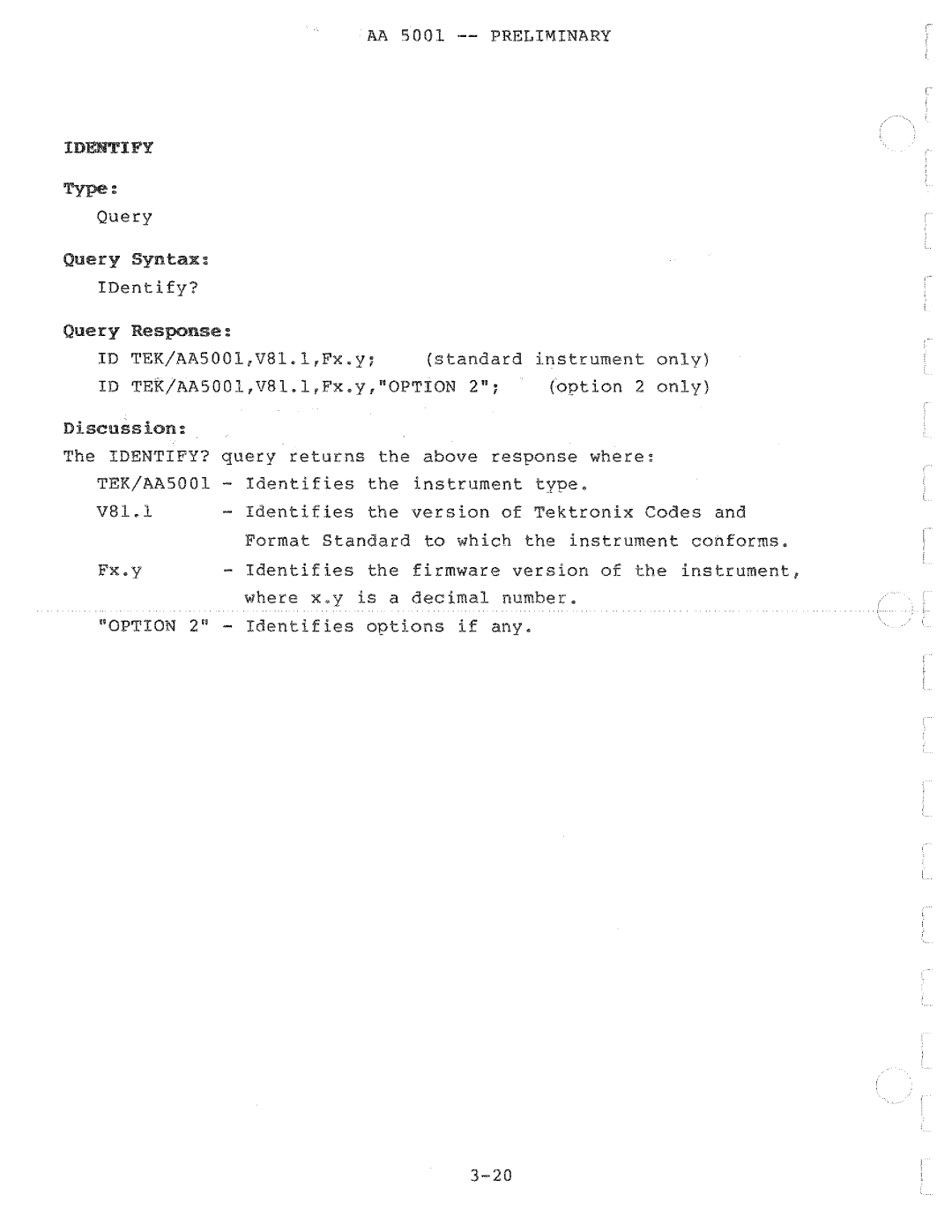 Tektronix AA 5001 manual 