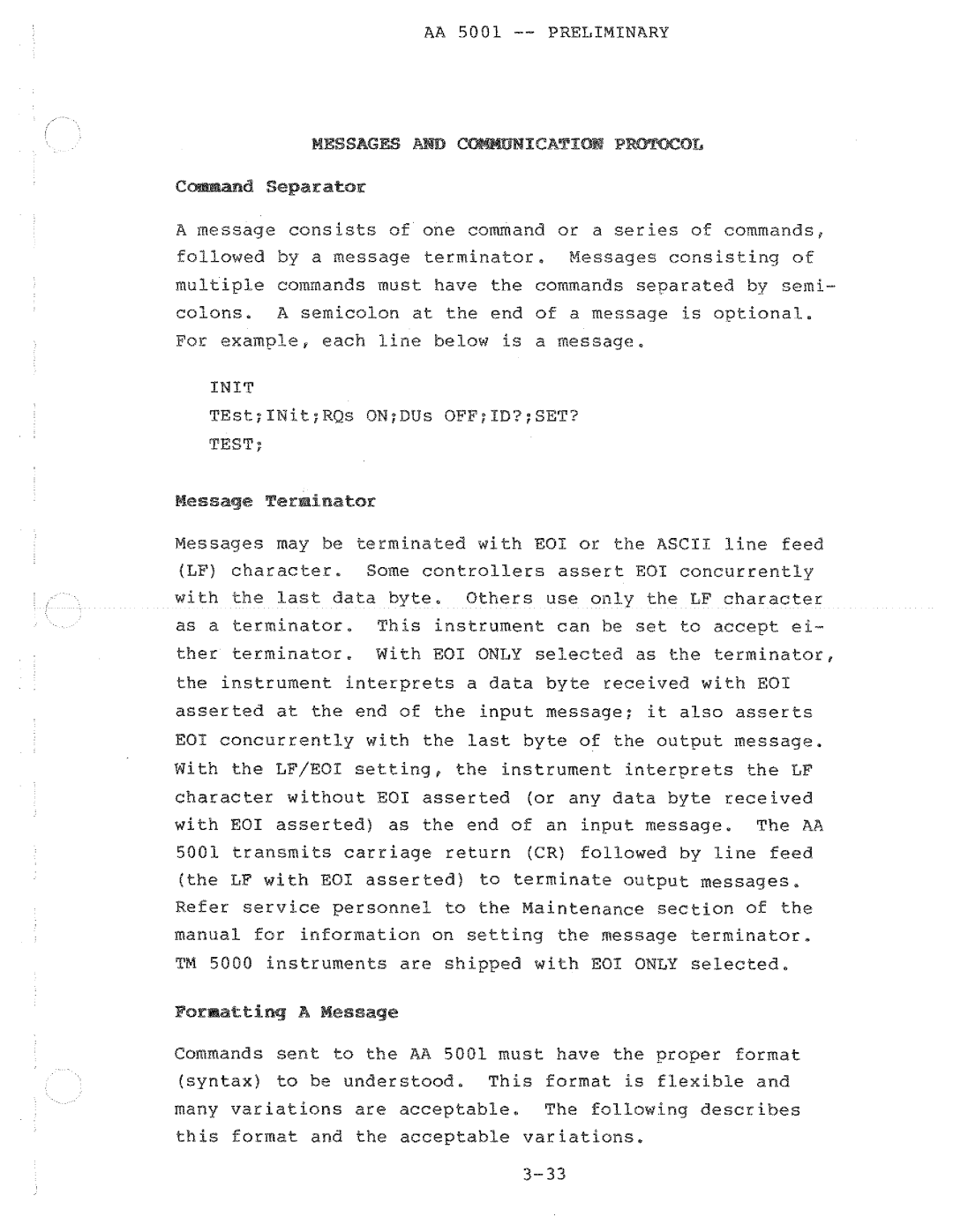 Tektronix AA 5001 manual 