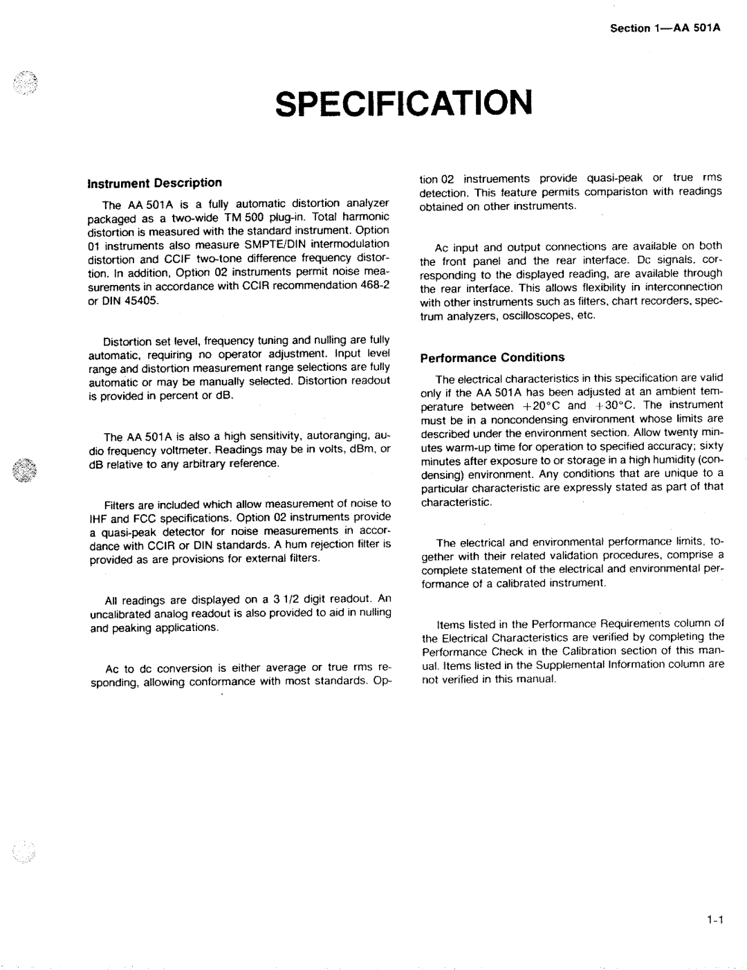 Tektronix AA 501A manual 