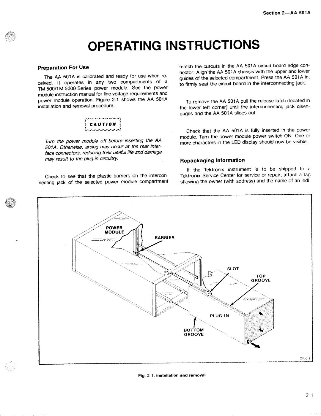 Tektronix AA 501A manual 