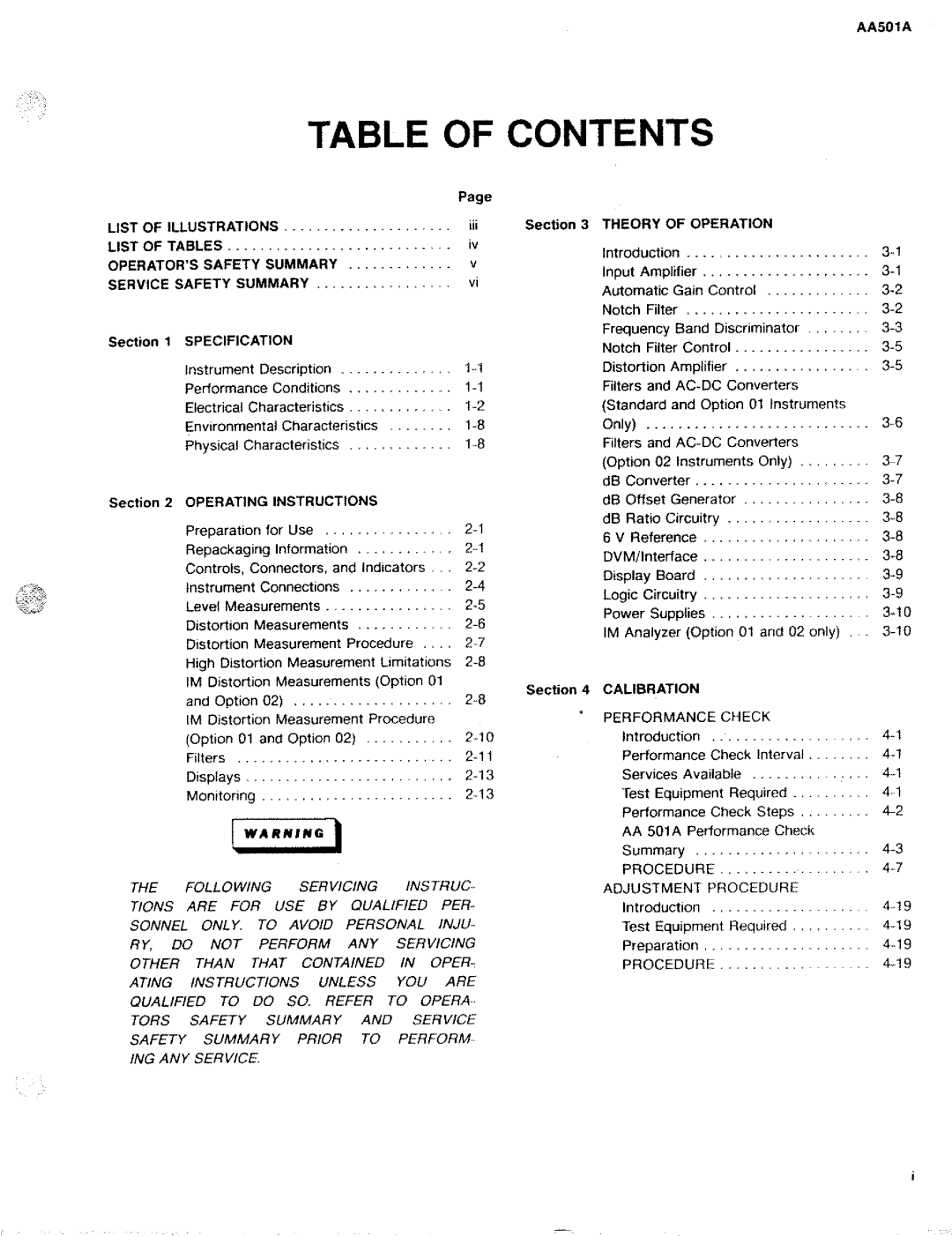 Tektronix AA 501A manual 