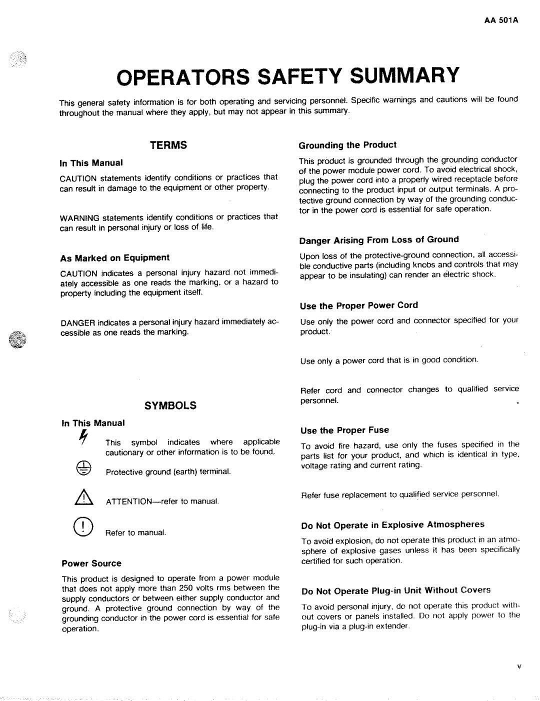 Tektronix AA 501A manual 