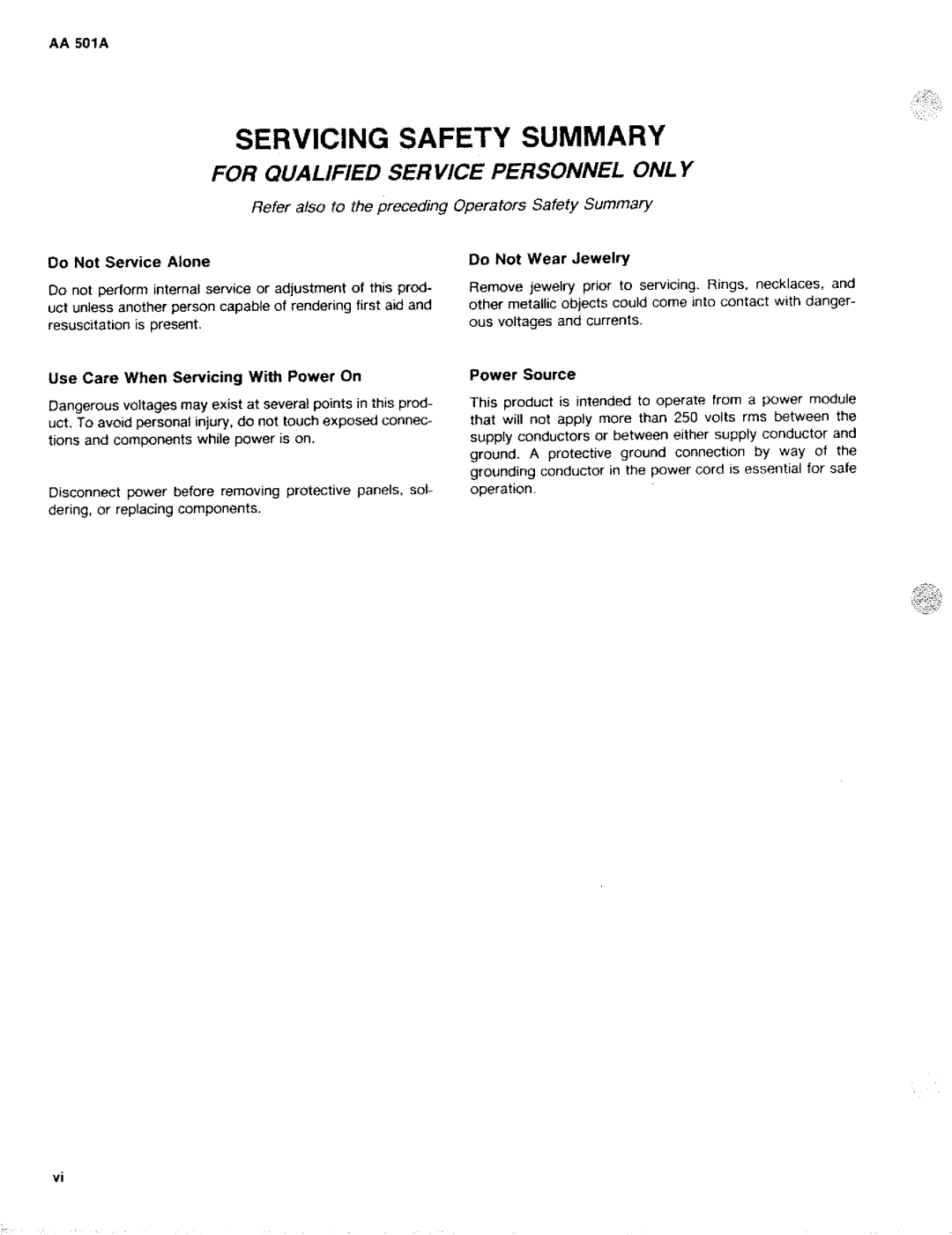 Tektronix AA 501A manual 