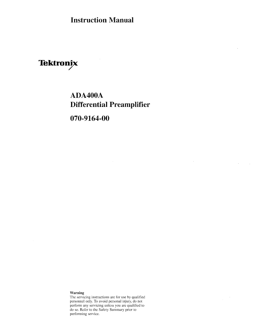 Tektronix ADA400A manual 