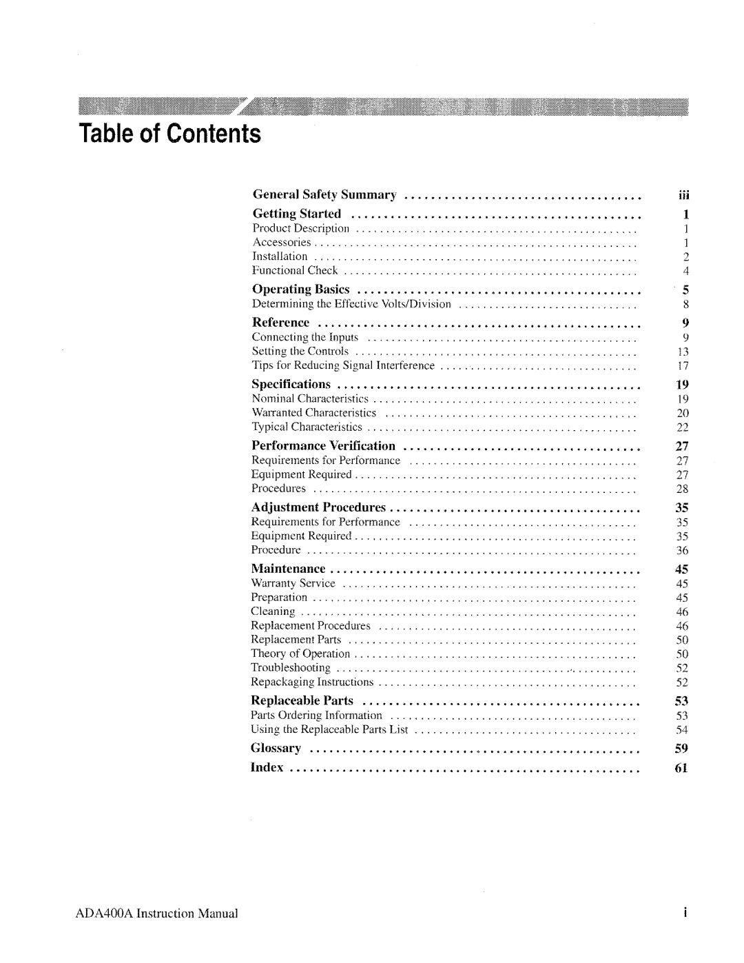 Tektronix ADA400A manual 