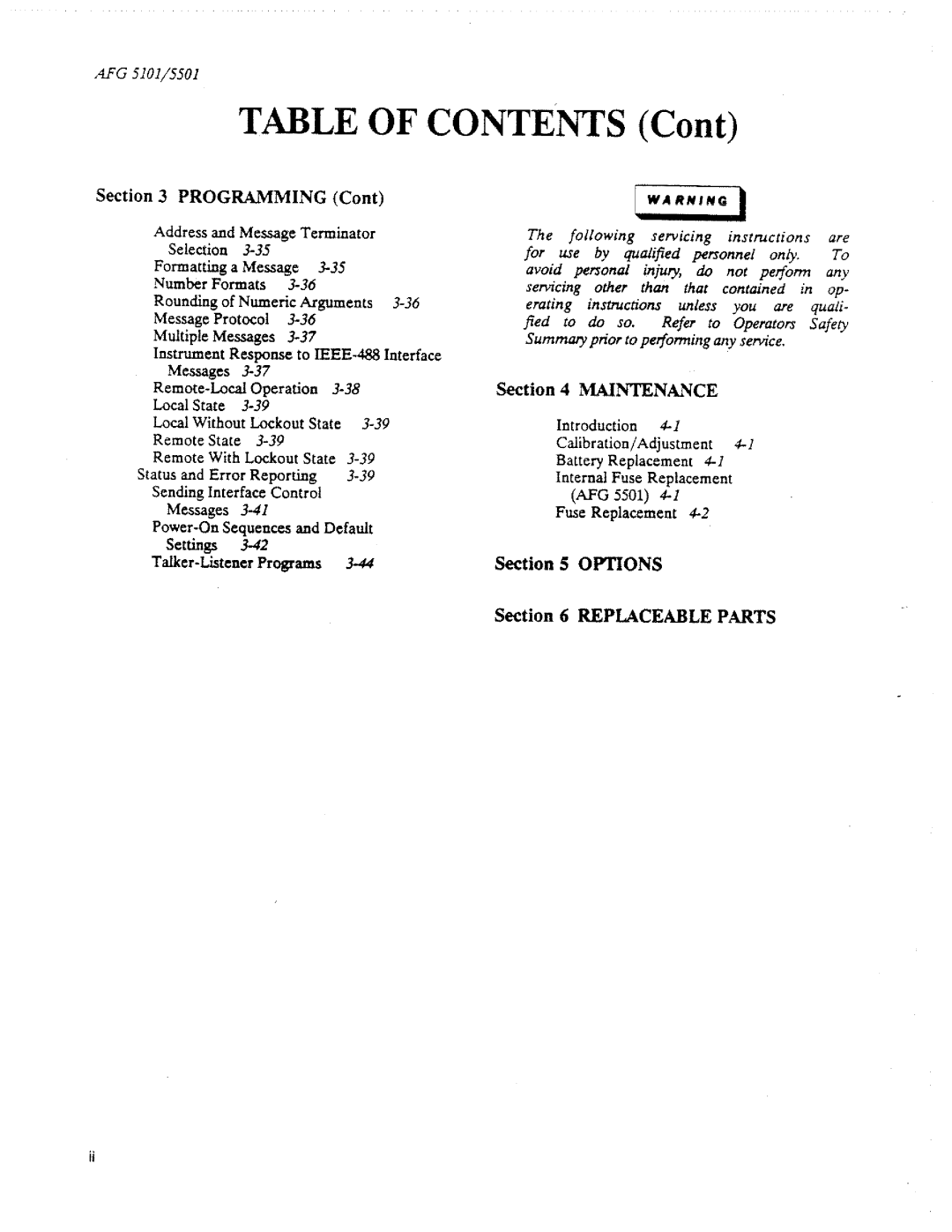 Tektronix AFG 5501, AFG 5101 manual 