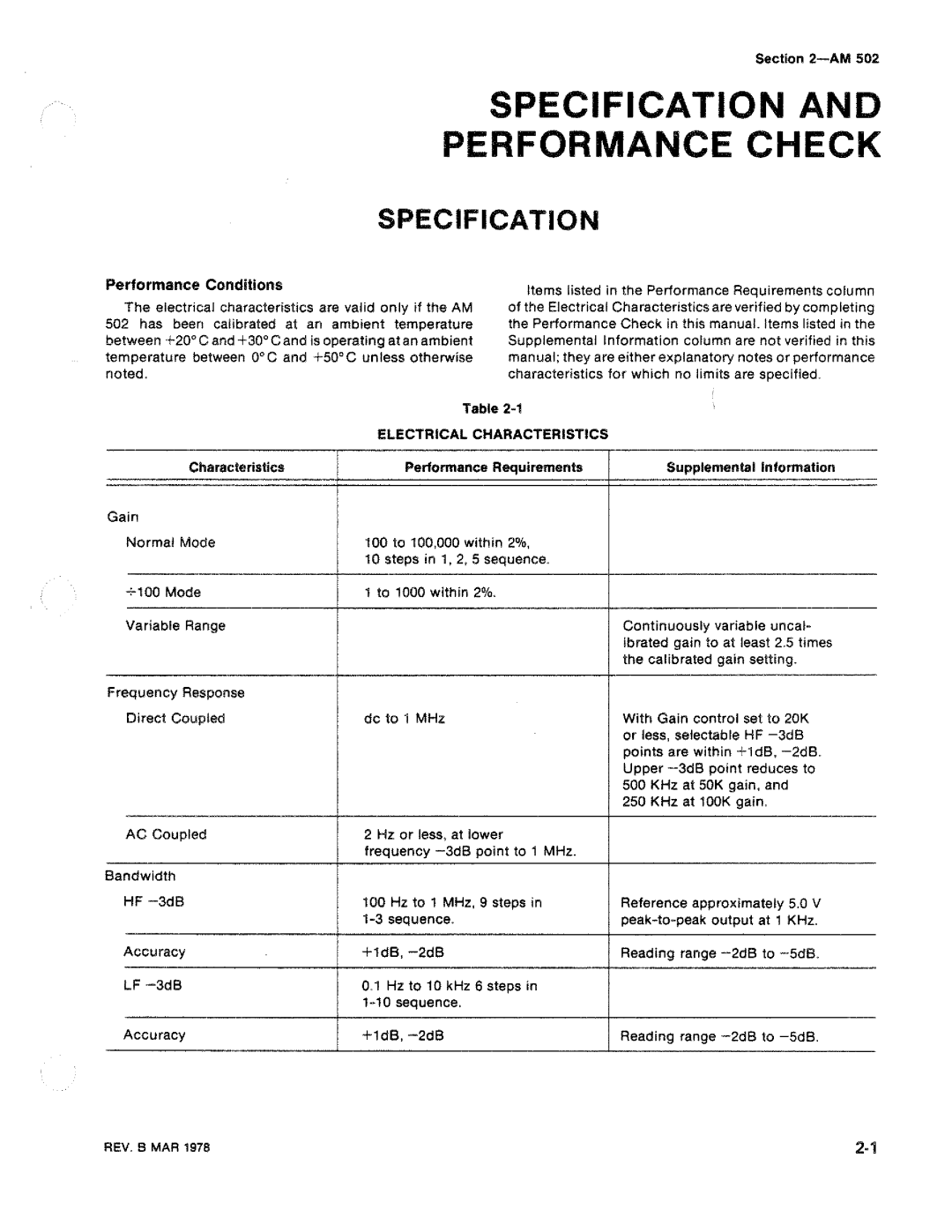 Tektronix AM-502 manual 