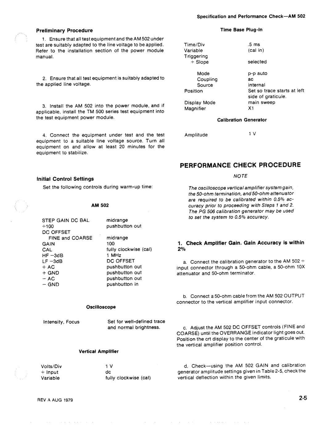 Tektronix AM-502 manual 