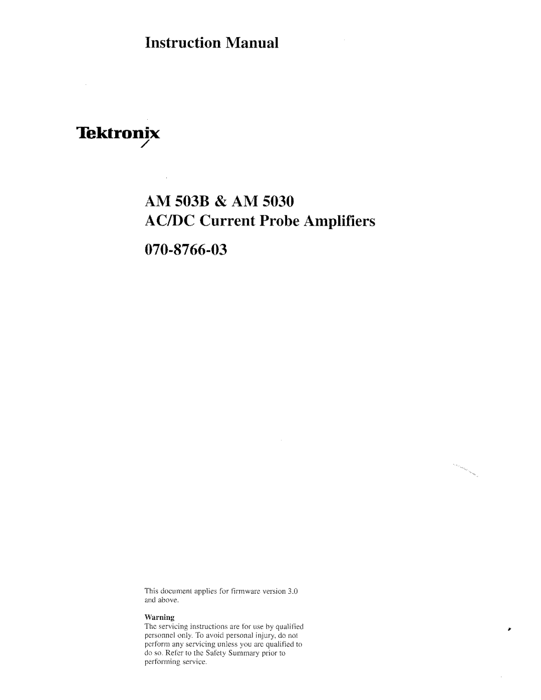 Tektronix AM 5030, AM 503B manual 