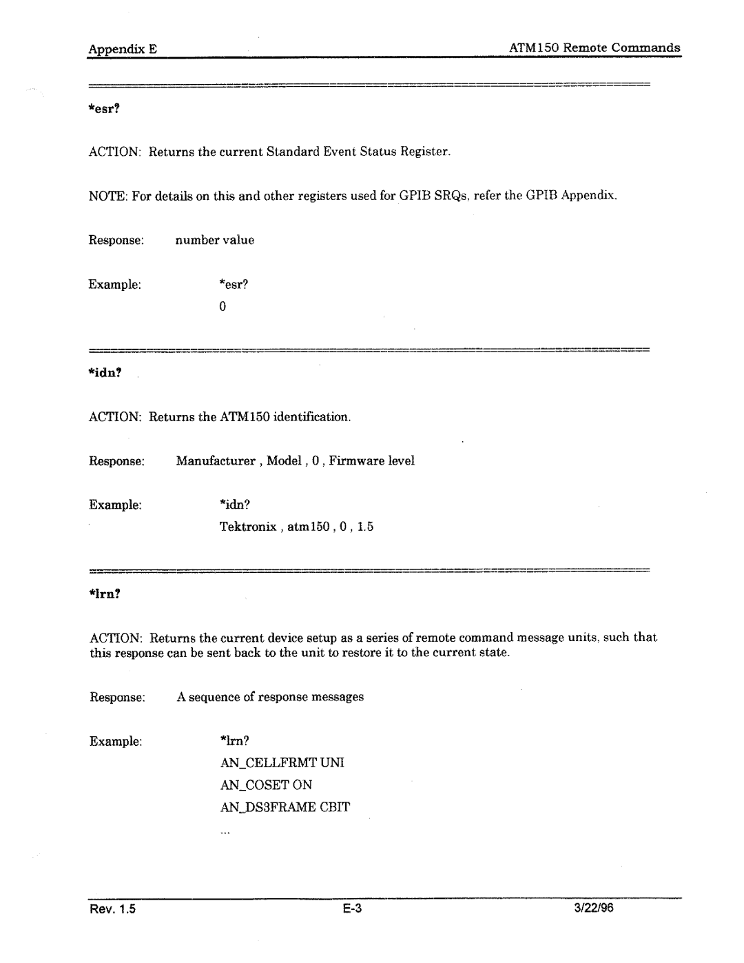 Tektronix ATM150 manual 