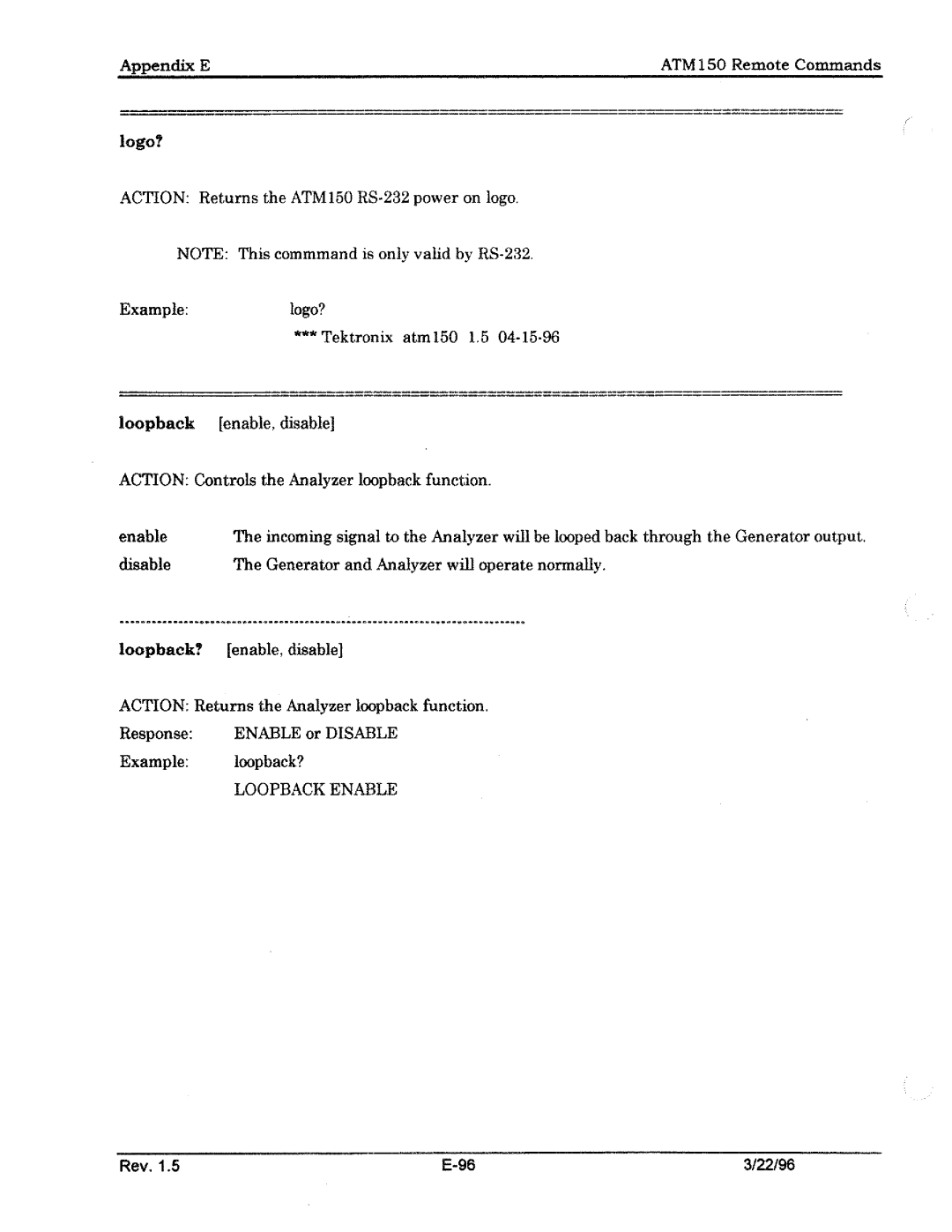 Tektronix ATM150 manual 