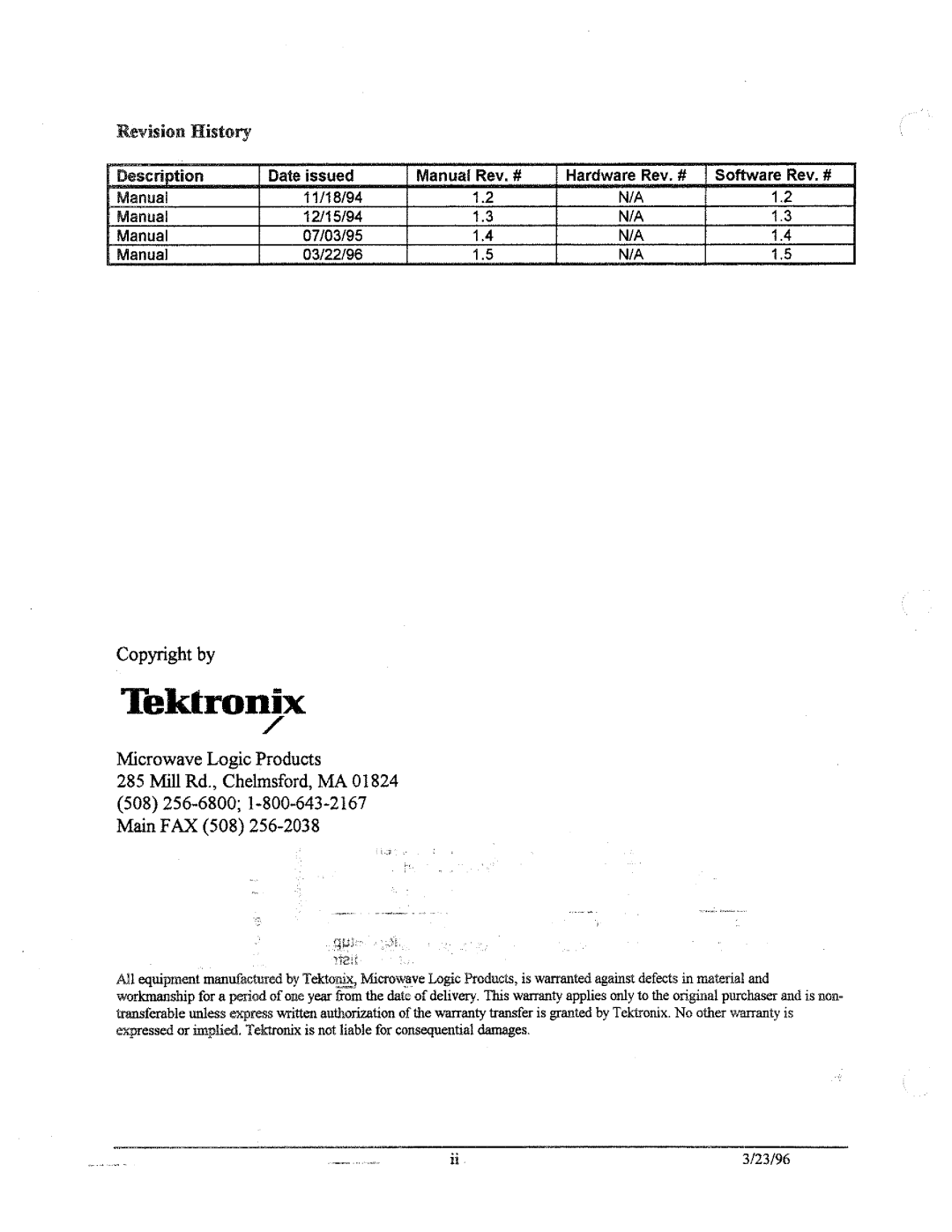 Tektronix ATM150 manual 