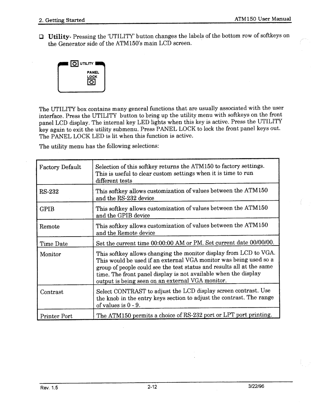 Tektronix ATM150 manual 