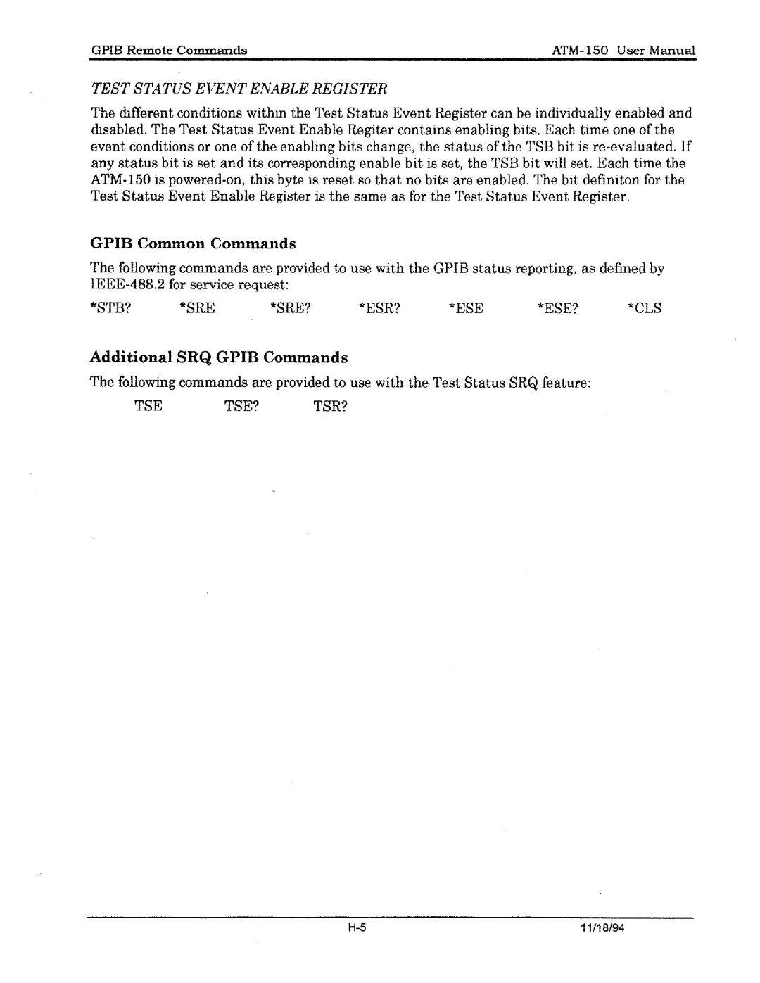 Tektronix ATM150 manual 