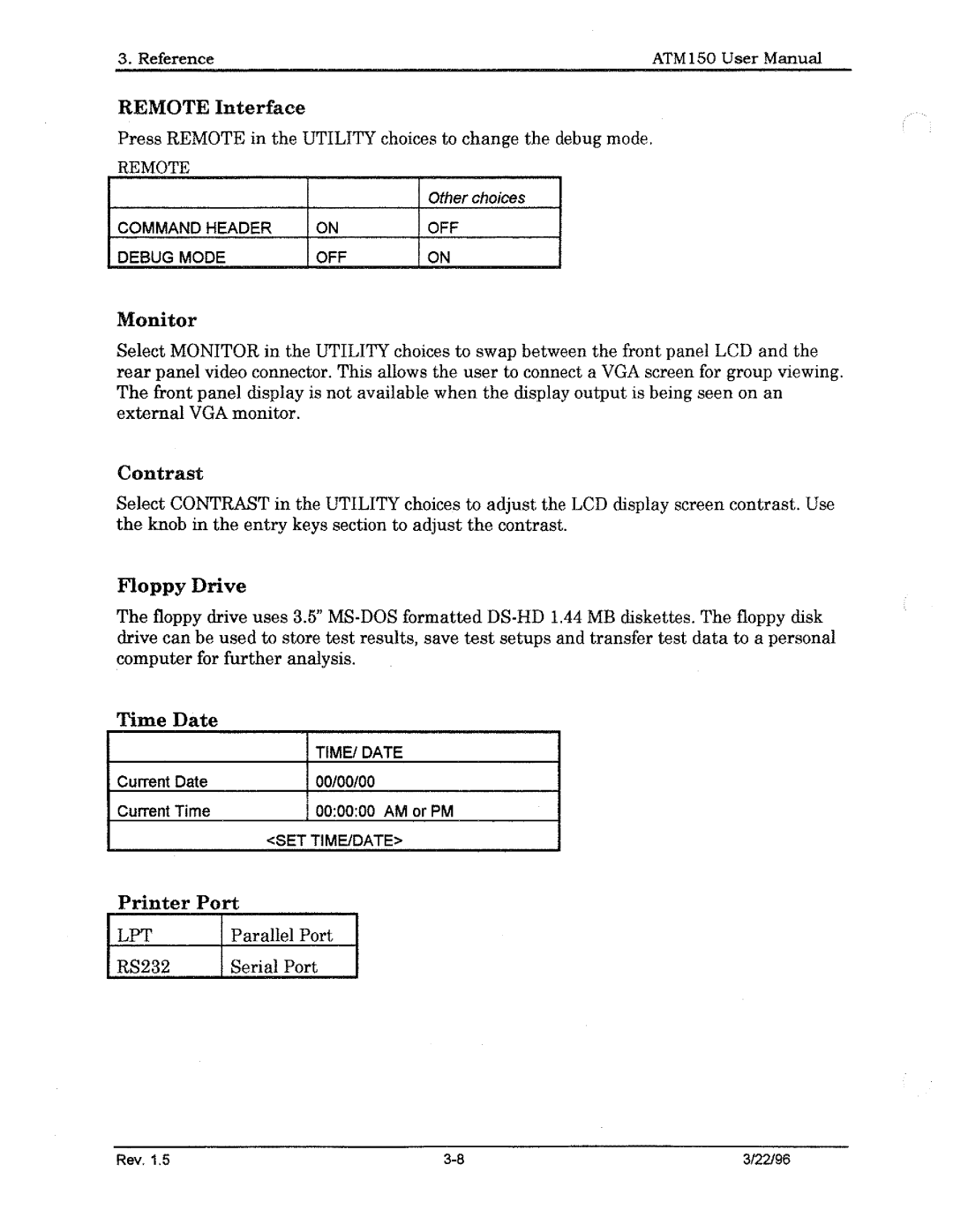 Tektronix ATM150 manual 