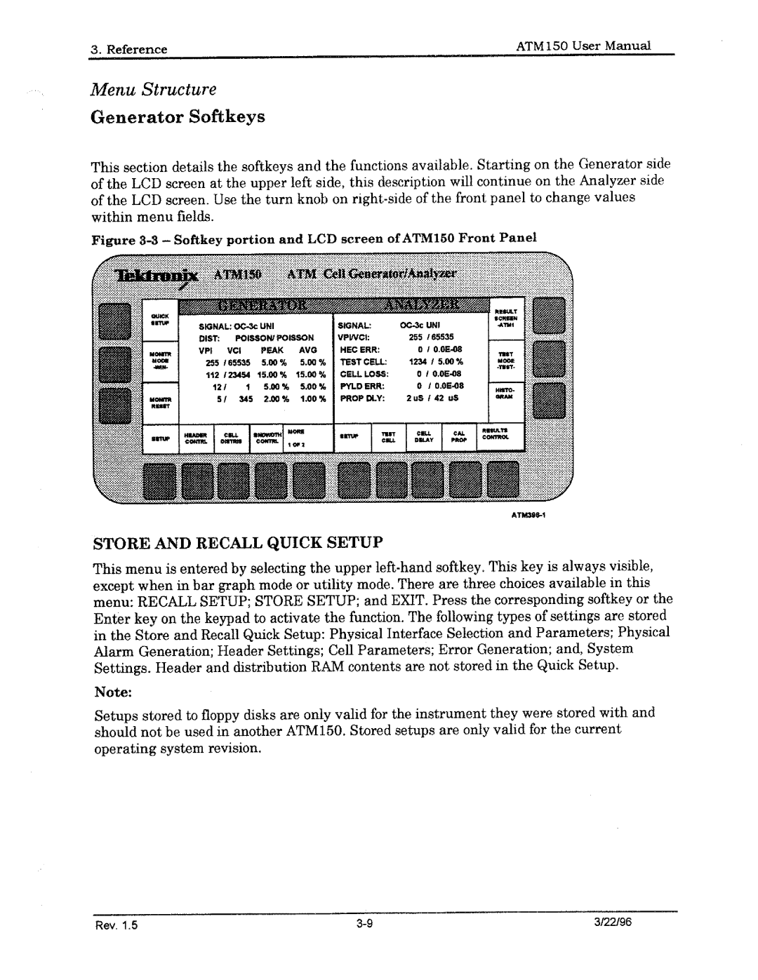 Tektronix ATM150 manual 