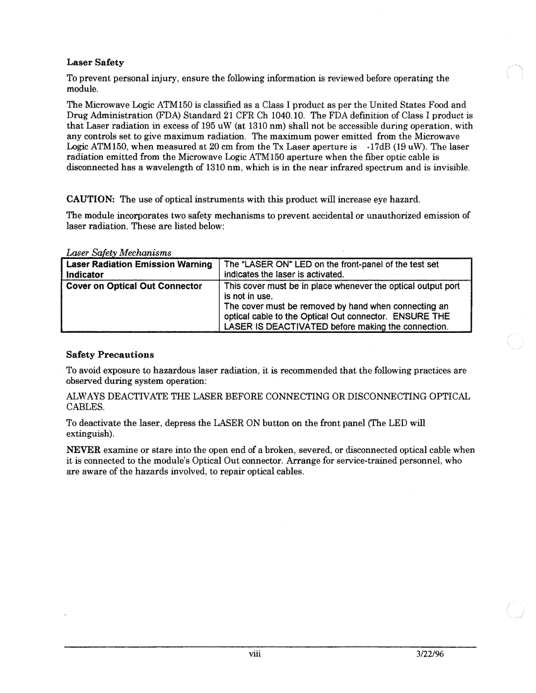 Tektronix ATM150 manual 