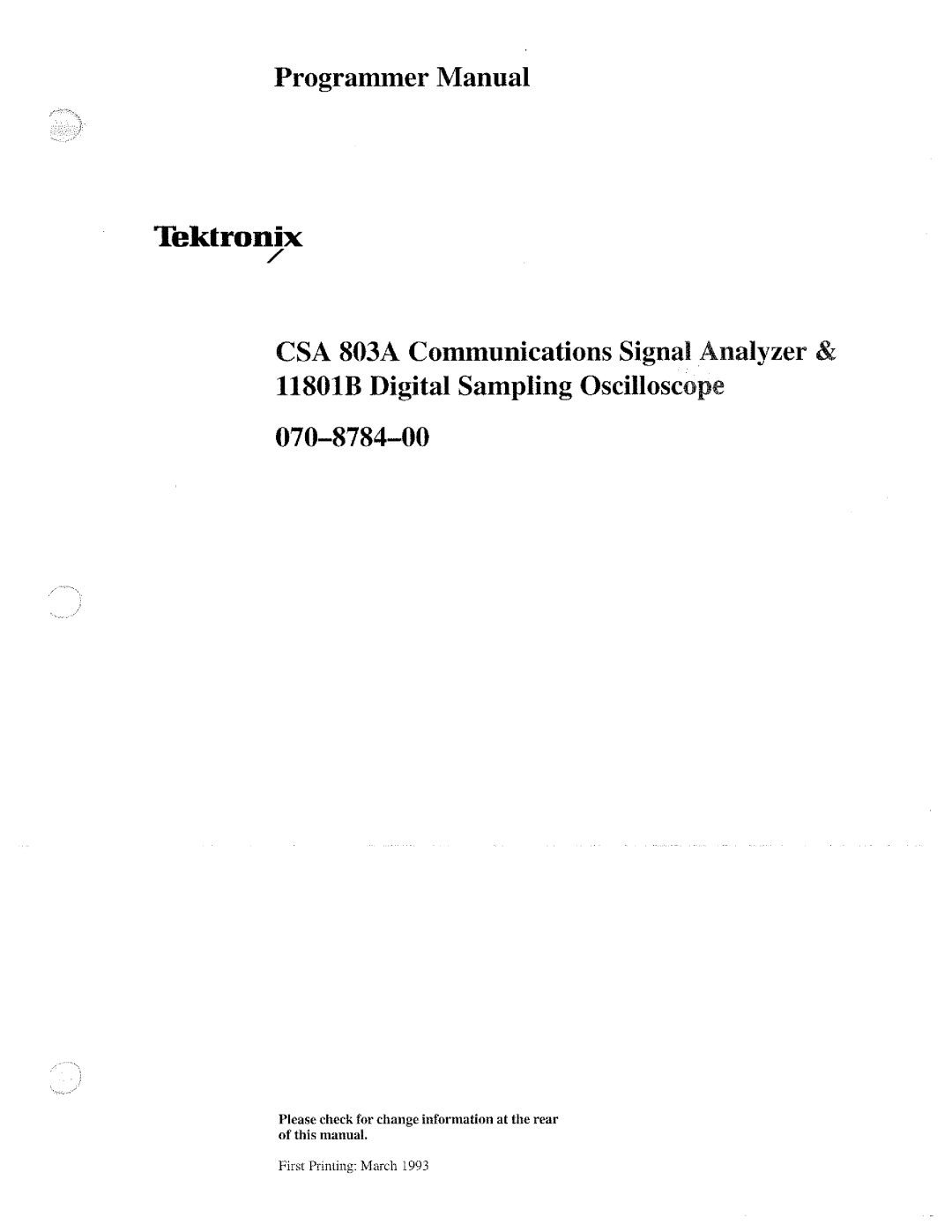 Tektronix 11801B, CSA 803A manual 