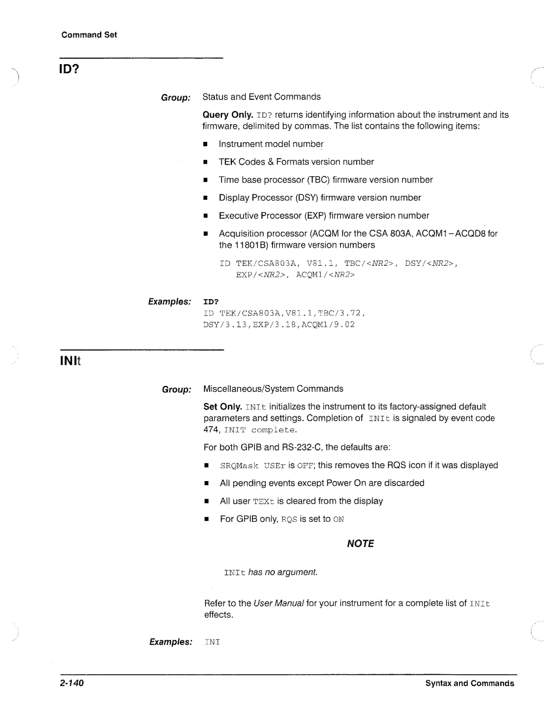 Tektronix CSA 803A, 11801B manual 