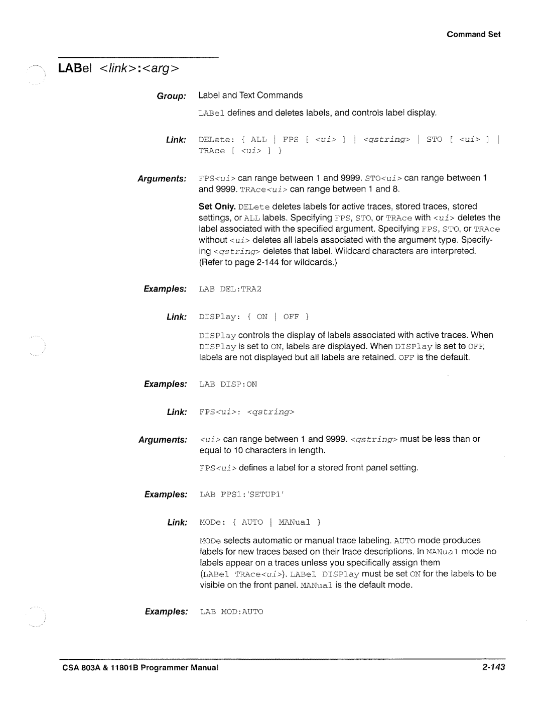 Tektronix 11801B, CSA 803A manual 