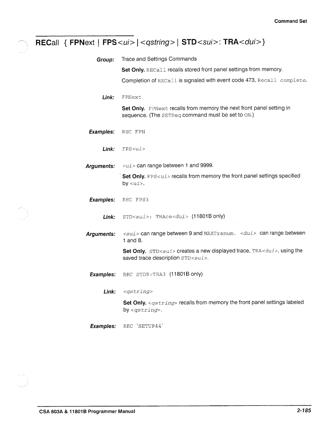 Tektronix 11801B, CSA 803A manual 