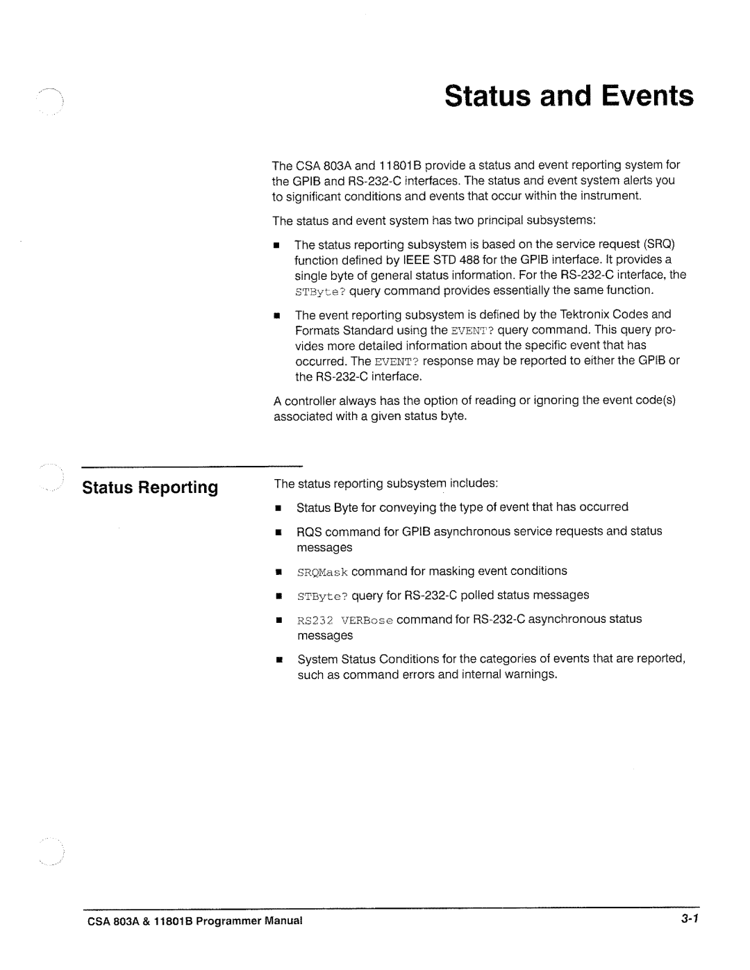 Tektronix 11801B, CSA 803A manual 