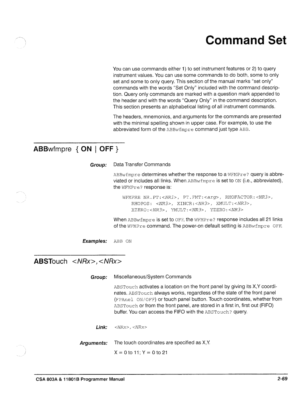 Tektronix 11801B, CSA 803A manual 