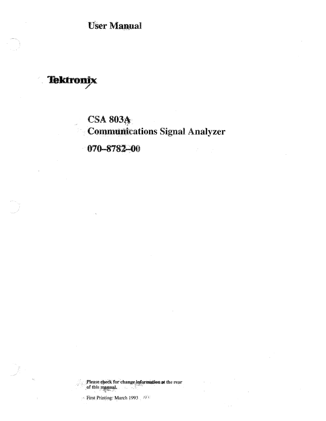 Tektronix CSA 803A manual 