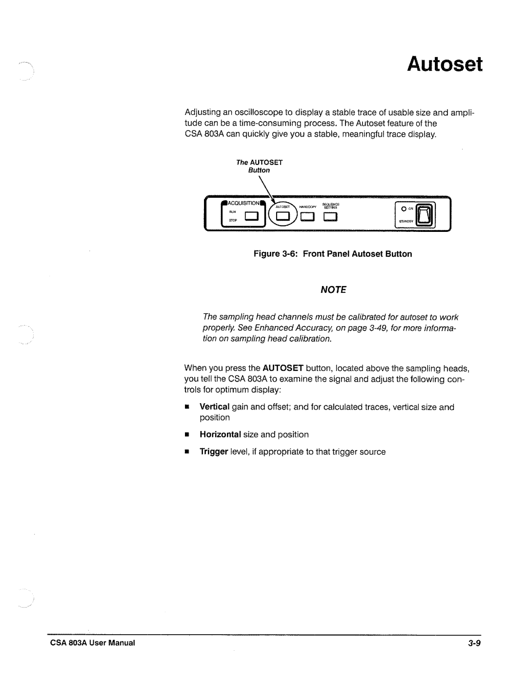 Tektronix CSA 803A manual 