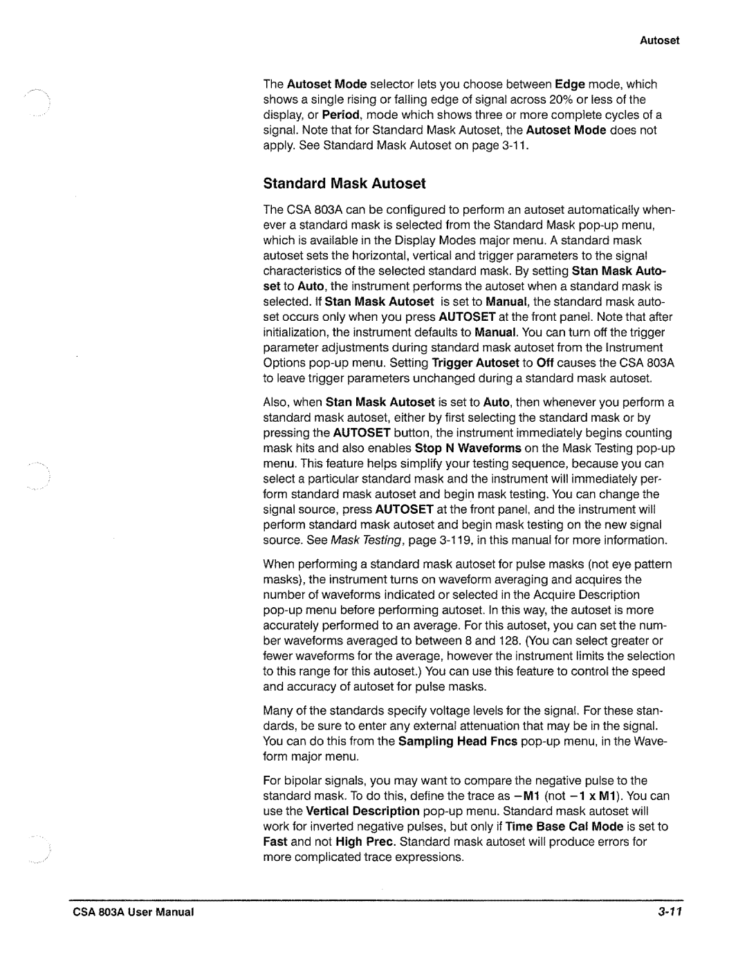 Tektronix CSA 803A manual 