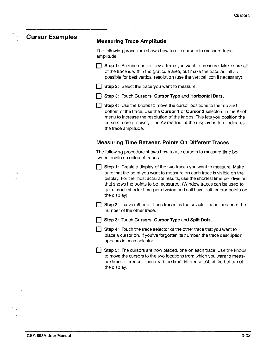 Tektronix CSA 803A manual 